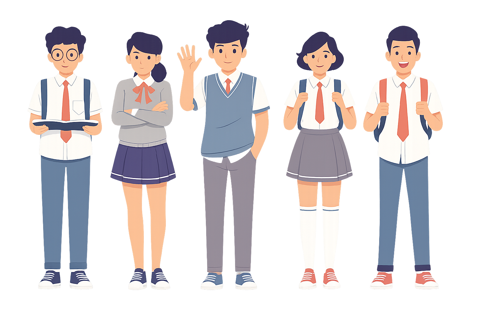 Group of students with laptop and books